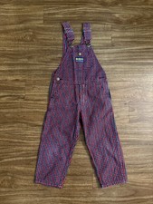 Vintage OshKosh Overalls Size 18 Months Blue/Red Plaid Denim Made in USA 1980's