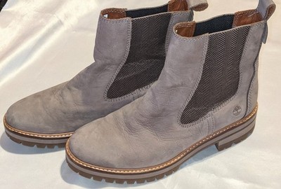 Timberland Women's Courmayeur Valley Chelsea Boots Taupe Nubuck Leather Size 10