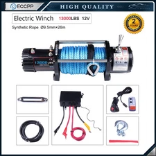 ECCPP 13000lb Electric Winch Synthetic Rope 12V Remote Control For Offroad Jeep