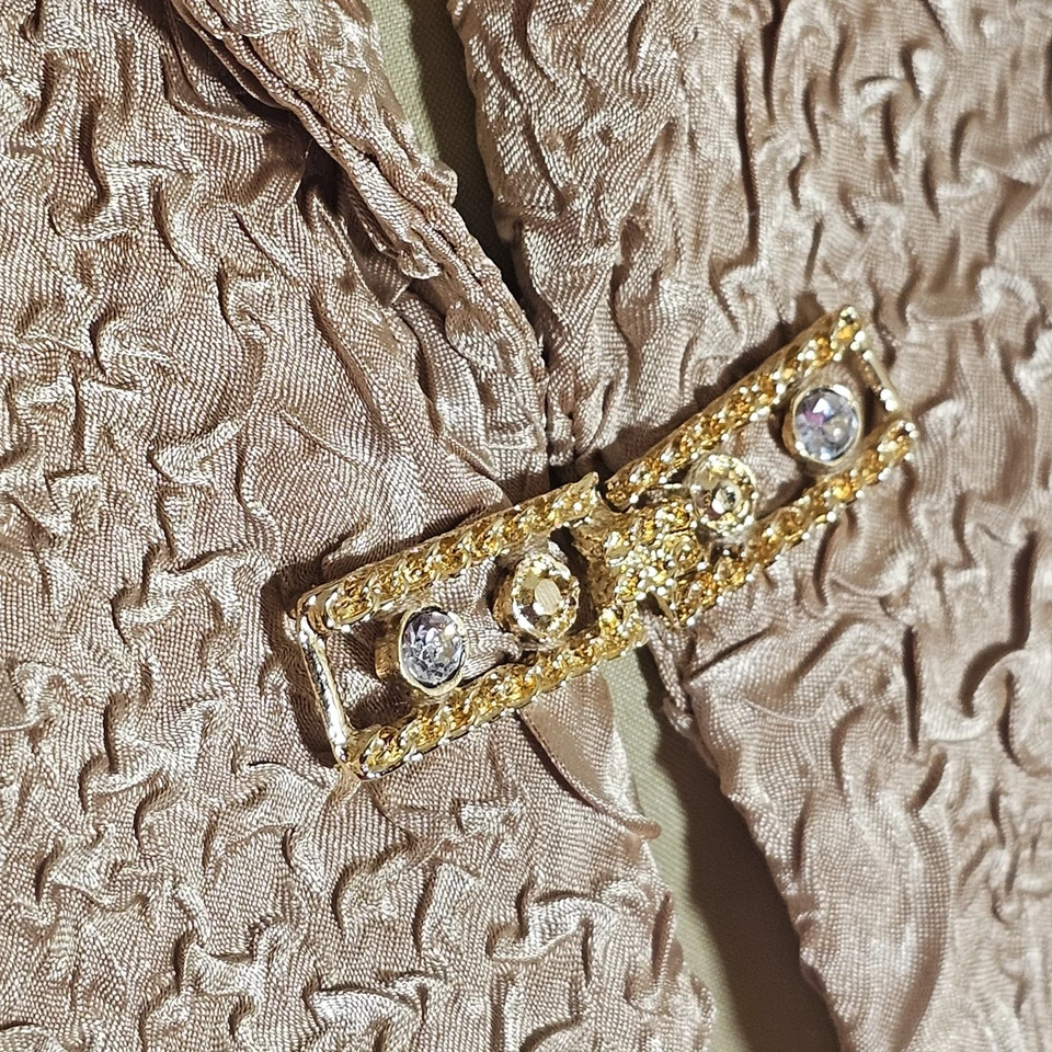 Blazer vintage Joseph Ribkoff para mujer 12 dorado metálico brocado chaqueta formal 42 Foto 4 de 4