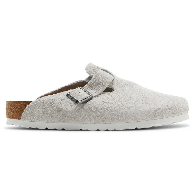 Birkenstock × Stussy Boston Clog Bone White Suede Leather Shoes