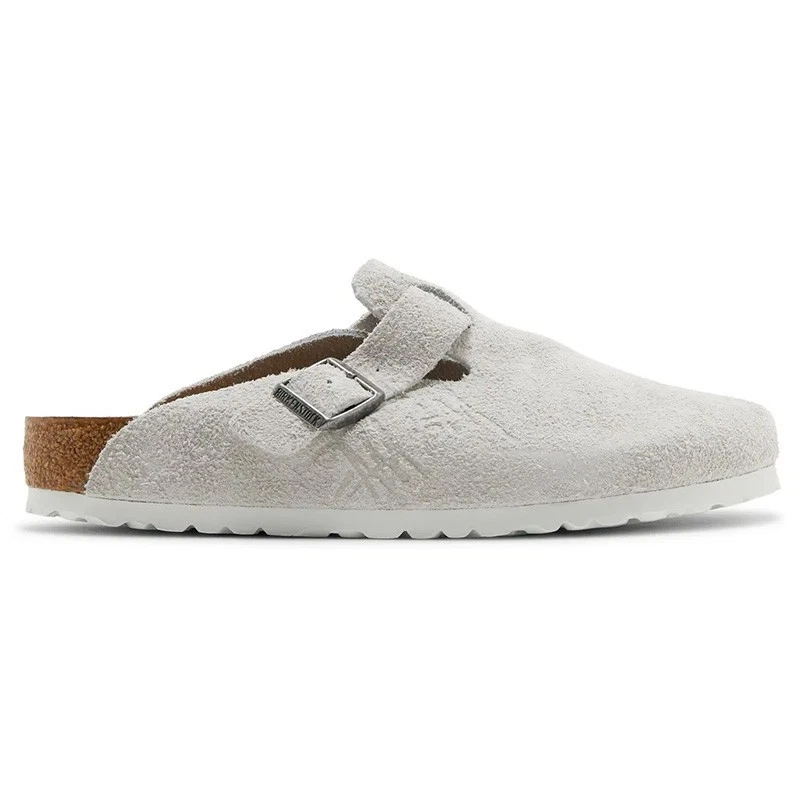 Birkenstock × Stussy Boston Clog Bone White Suede Leather Shoes Wide Size 37-45