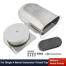 Hilborn Finned Air Hood Scoop Kit For Single 4 BBL Carb 5 1/8" Opening Polished