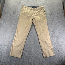 Tommy Hilfiger Pant Mens 34x30 Beige Cotton Chino Preppy Business Career Stretch