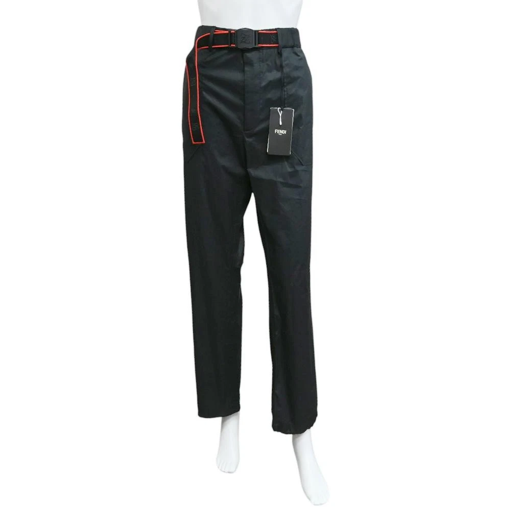 FENDI Pantalone nero con cintura e rivestimento in cotone taglia IT 48 US Large