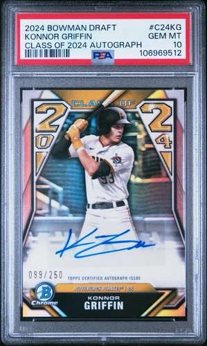 2024 Bowman Draft Konnor Griffin Pirates Class of 2024 Autograph /250 PSA 10