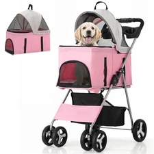 MoNiBloom 3 in 1 Foldable Pet Stroller for Small & Medium Dogs, Detachable Ca...