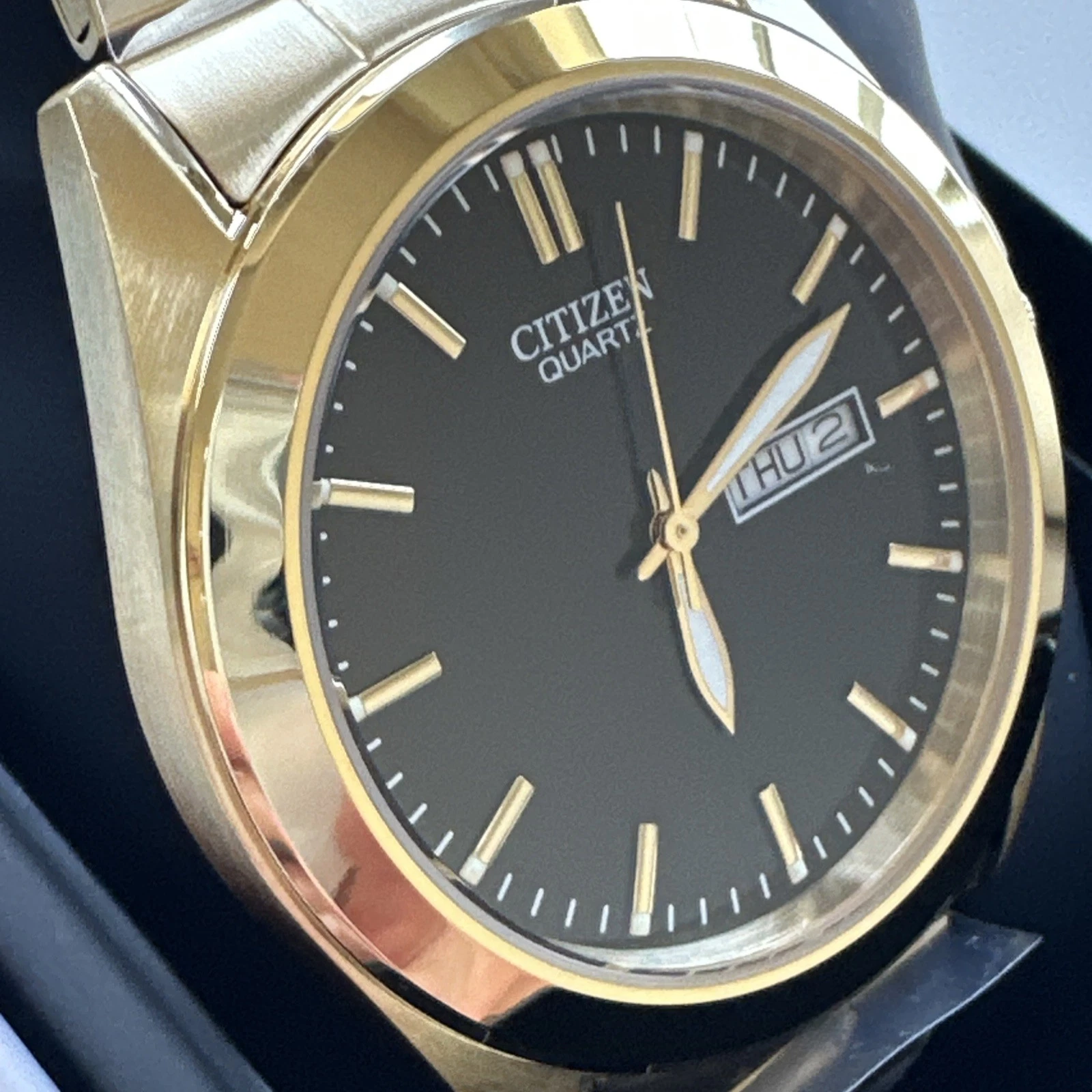 Citizen Quartz Black Dial Yellow Gold-tone Men's Watch BF0582-51F