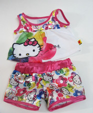 Hello Kitty Sanrio Build A Bear Workshop Rainbow Flower Pj's Set EUC