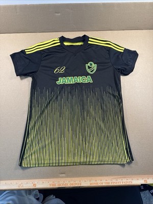 LMS Sports Jamaica Jersey 62 Black Yellow Shirt Football Soccer Rasta Top