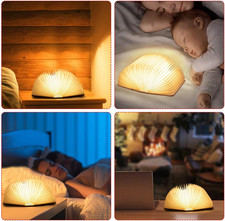 8 Colors Mini Folding Book Lamp,Portable Wooden Book Lights,Desk Light,Novelt...