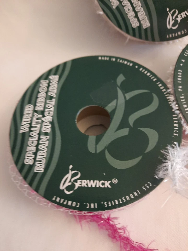 Lot of 3 Berwick Wired Specialty Ribbon  2 Sassy White 1 Sassy Beauty - Image 3 of 4