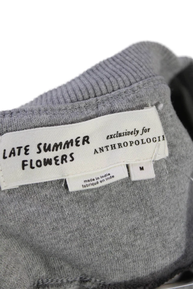 Anthropologie Mujer Algodón Manga Larga Cuello Redondo Cuello Redondo Gris Talla M Foto 4 de 4
