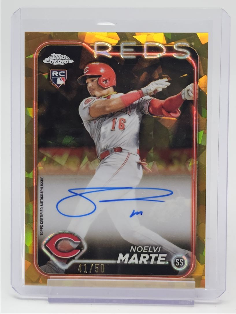 NOELVI MARTE 2024 TOPPS CHROME SAPPHIRE ROOKIE GOLD RC AUTO /50 Q0004