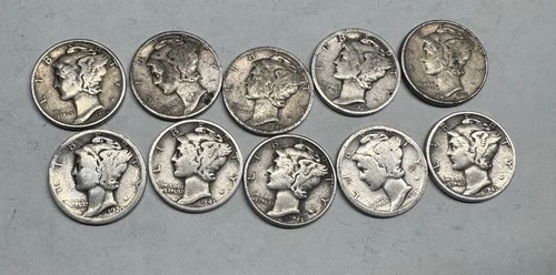 Lot # 1407 - 1.00 Face Value Mercury Dimes - 90% Silver - Unknown Grade