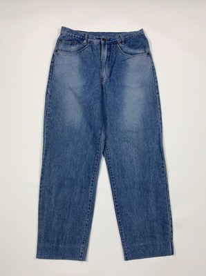 Duk Herren Jeans Used Vintage High Waist Blau Denim Boyfriend Carrot Denim T8214