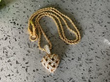 Swarovski CRYSTAL HEART stone necklace Gold Tone