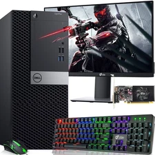 Dell MT Gaming PC Intel i5-6th 32GB RAM 1TB SSD HDD NVIDIA GTX 24"LED Windows 11