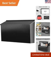Heavy-Duty Outdoor Mailbox - Wall-Mount Design, Easy Installation, Black Finish