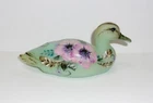 Fenton Glass Jadeite Floral Feather Mallard Duck Figurine Ltd Ed M Kibbe #10/33
