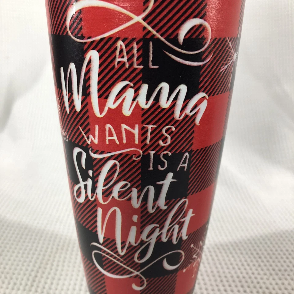 Vaso aislado de acero inoxidable 30 OZ. Cuadros rojos All Mama Wants Is A Silent Night Foto 2 de 4