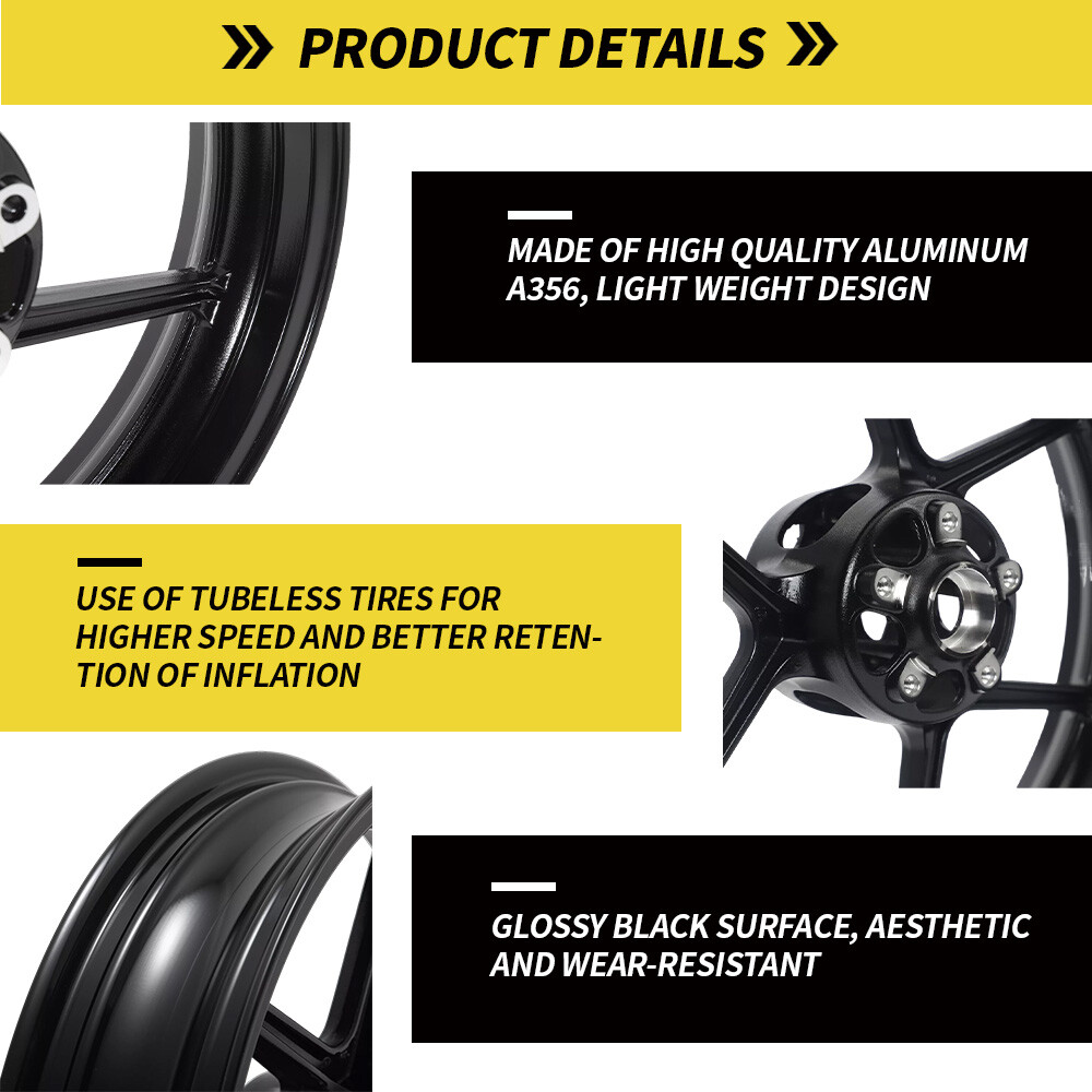 【R⭐︎W】 NEW GLOSS BLACK Front Wheel ZX6R 2005-2024 ZX10R 2006-2010