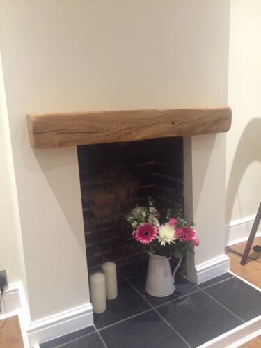  SOLID OAK FIREPLACE MANTEL BEAM HANDMADE MANTLE PIECE SHELF FOR WOOD BURNER - Picture 1 of 22