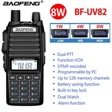 Baofeng UV-82 Dual Band Walkie Talkie 8W/4W/1W  Two Way Ham Radio High Power