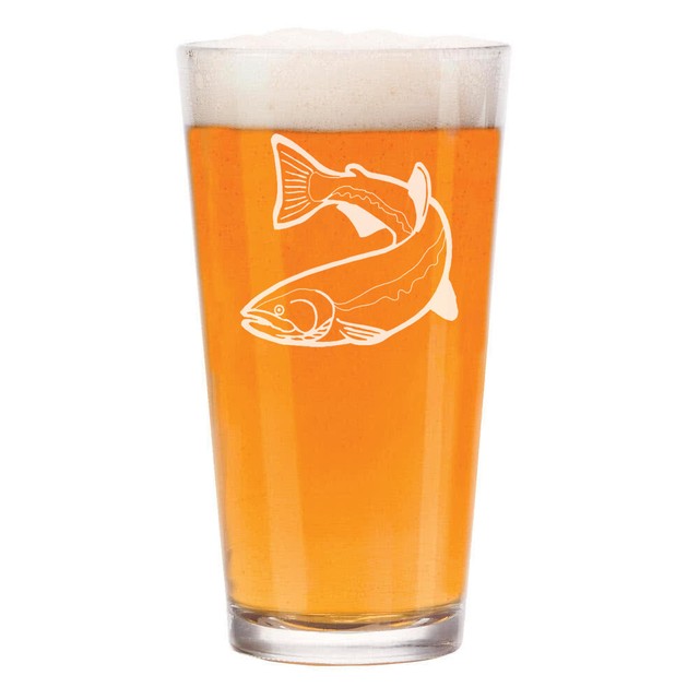 16 oz Beer Pint Glass Trout Fishing eBay