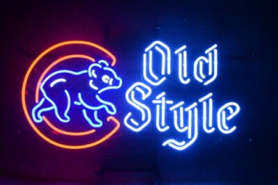 20''x12'' Old Style Chicago Cubs Walking Bear Neon Sign Lamp Light Visual Pub LY