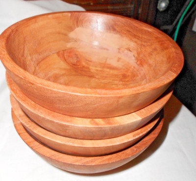 Williams Sonoma Open Kitchen 7  Wooden Salad Bowls Set Of 4 Made In India