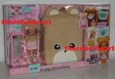 NA SURPRISE 3 In 1 Backpack Bedroom Playset SARAH SNUGGLES Teddy Bear NRFB Rare