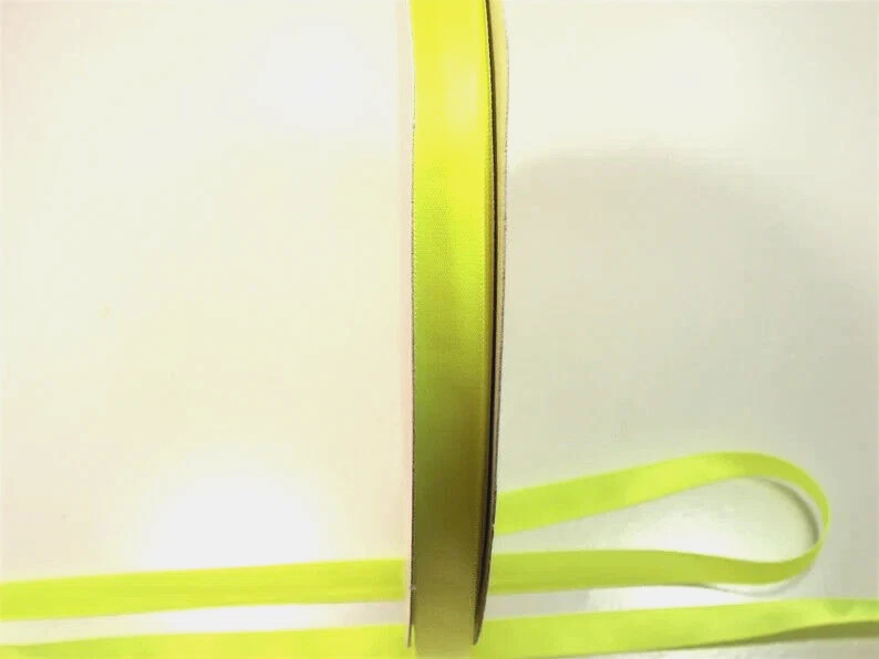 Bright Yellow Single-Face Satin Ribbon 1/2 inch wide x 8 yards Neon Lime B58 - Image 2 of 4