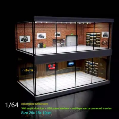Diorama 1/64 Car Showroom Model LED Lighting City Garage Model