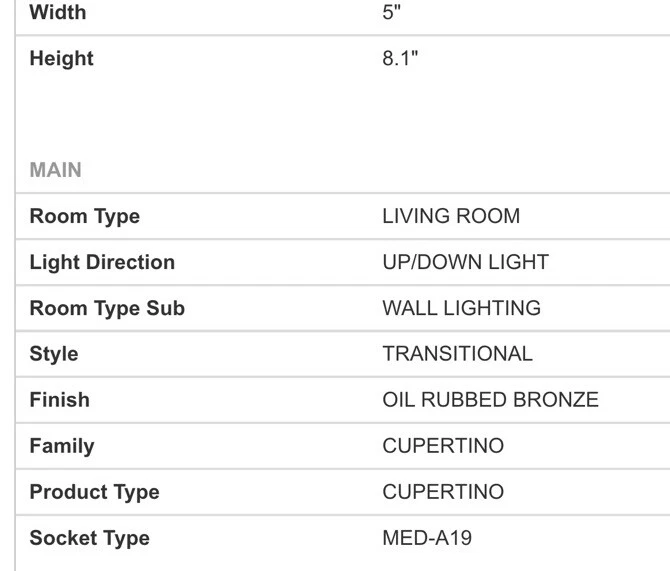 Aplique de pared de baño Feiss Cupertino VS20301ORB de una luz, bronce frotado con aceite Foto 3 de 4