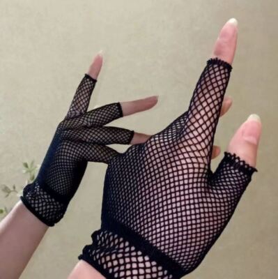 1 Pair Ladies Fishnet Gloves Mesh Stretchy Bride Fingerless Gloves Dress