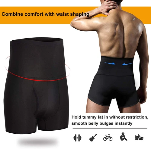 Men's High Waist Compression Boxer Shorts Girdle Pants Body Shaper Tummy Control - Picture 9 of 18