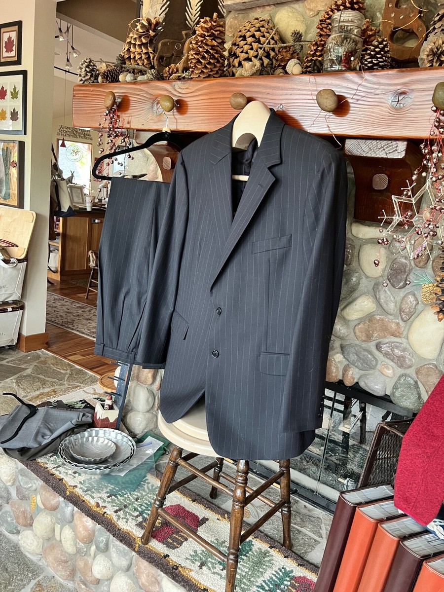 Brooks Brothers 346 Men's Stretch Navy Blue & Grey Pin Stripe 2