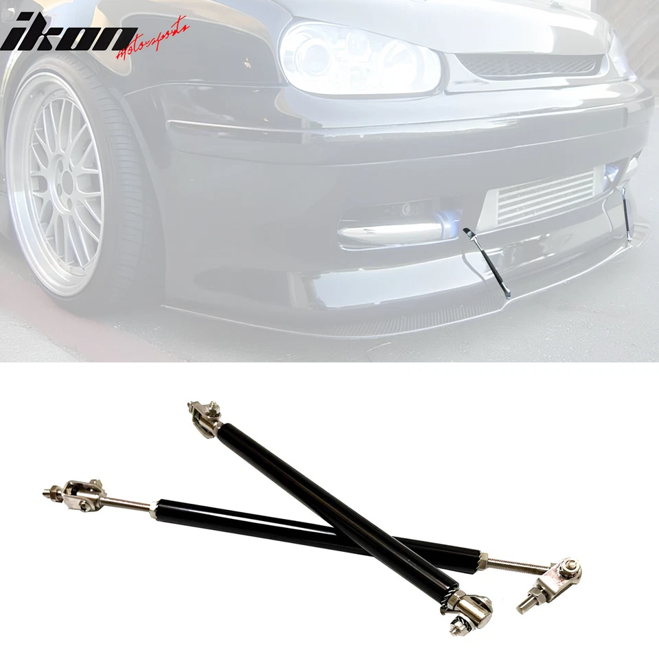 Universal Adjustable 7''- 9'' Front Bumper Lip Spoiler Splitter Strut Rods Black