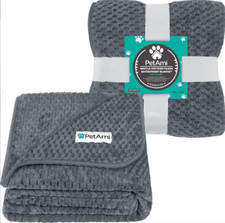 PetAmi Sherpa Fleece Waterproof Waffle Cat  Dog Blanket, Gray, 29" x 40" NEW