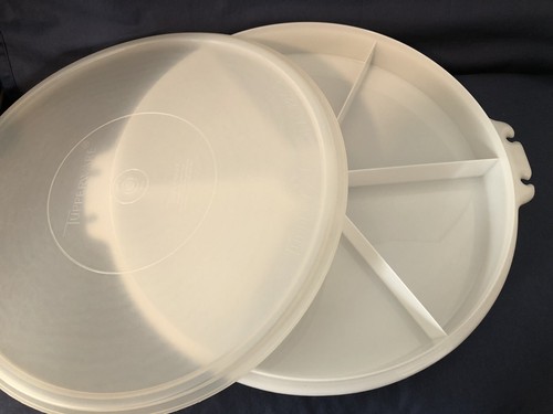 Vintage Tupperware Party Tray ~ 6 divided sections,seal,handle ~ 12.5”diameter - Picture 3 of 8