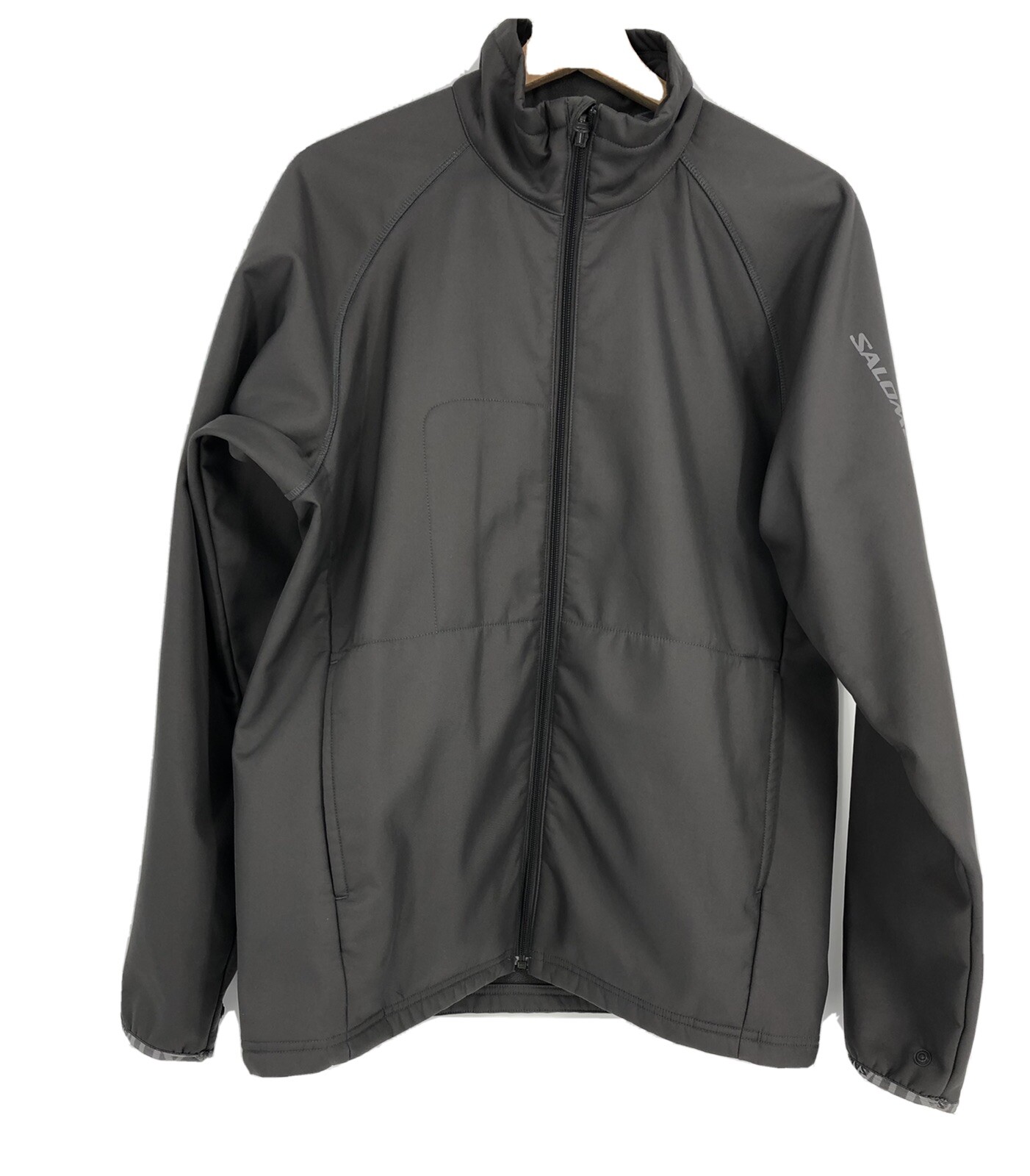 Cappotto Giacca Salomon Uomo Grigio Grigio Poliestere Morbido Conchiglia Pile Foderato Strato