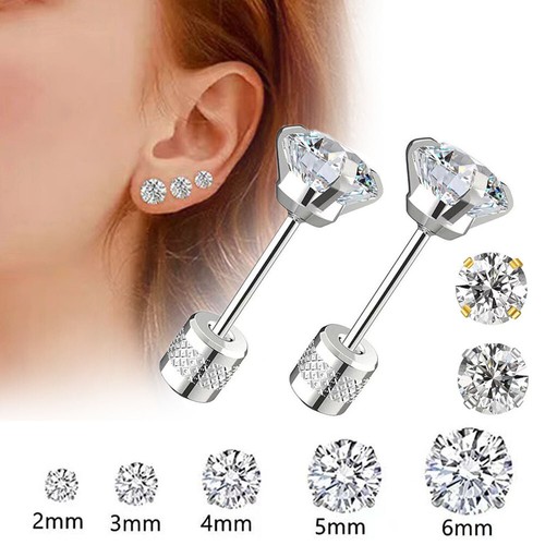 Boucle d'oreille acier boule strass 4mm par paquet de 3 paires