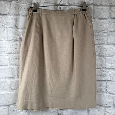 Leslie Fay Sportswear Khaki Over The Knee Pencil Skirt Size Small Linen  Cotton