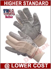 300 Pairs Cotton Canvas Work Gloves w/ PVC Dots Men Size Indoor Outdoor Field 