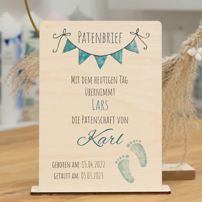 meinkerzenshop® Patenbrief aus Holz MATS für Deine Paten als Geschenk
