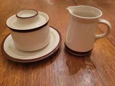 Mid-Century Vintage Stone Crest Korea Sugar and Creamer with plate