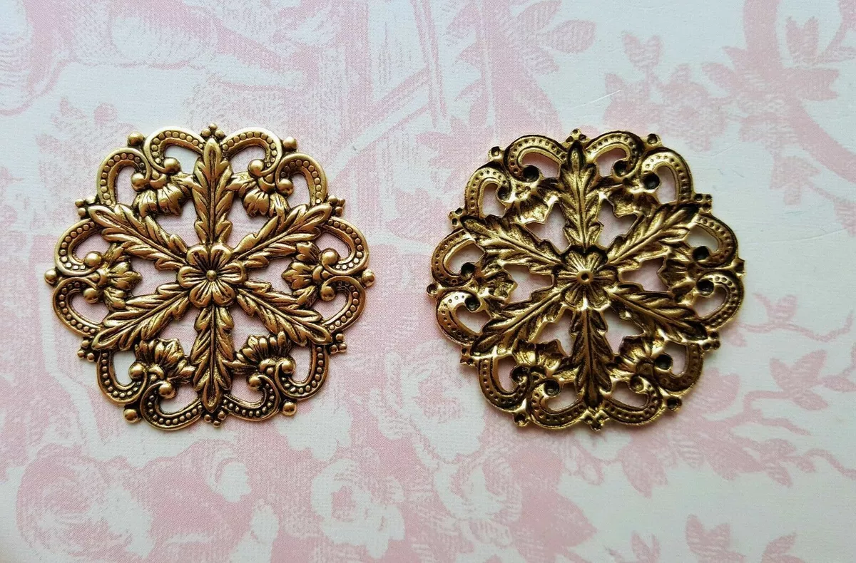 Brass Round Filigree Stampings x 2 3231RAT. eBay