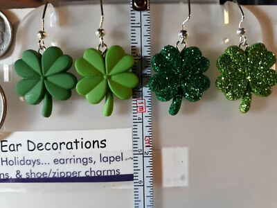 Shamrocks (nickel size) St. Patrick's Day Four Leaf Clover (nickel free hooks)