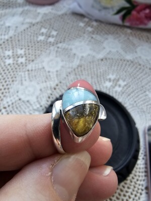 Sterling Silver Ring Inlay 3 Stones